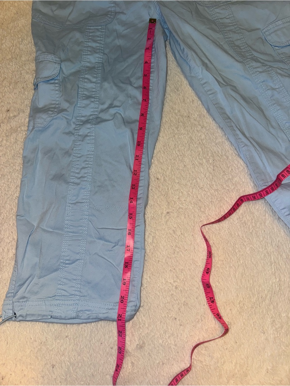 Style & Co Baby Blue Cargo Capri Pants Y2K Utility 🌸🩵 - Picture 7 of 9